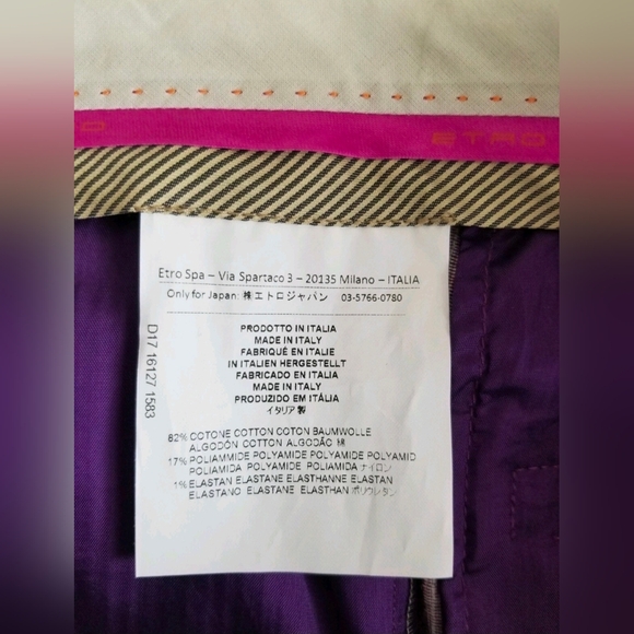 Etro Women's Striped Straight-Leg Capri Pants, Lilac/White Cotton/Spandex Sz 38 - Picture 15 of 16